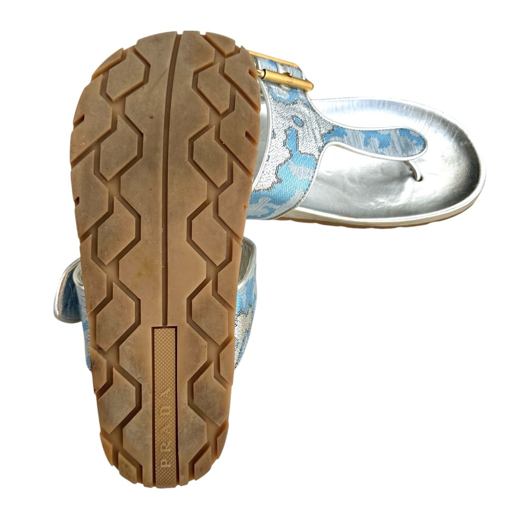PRADA Silver Flat Sandals Slides - image 15